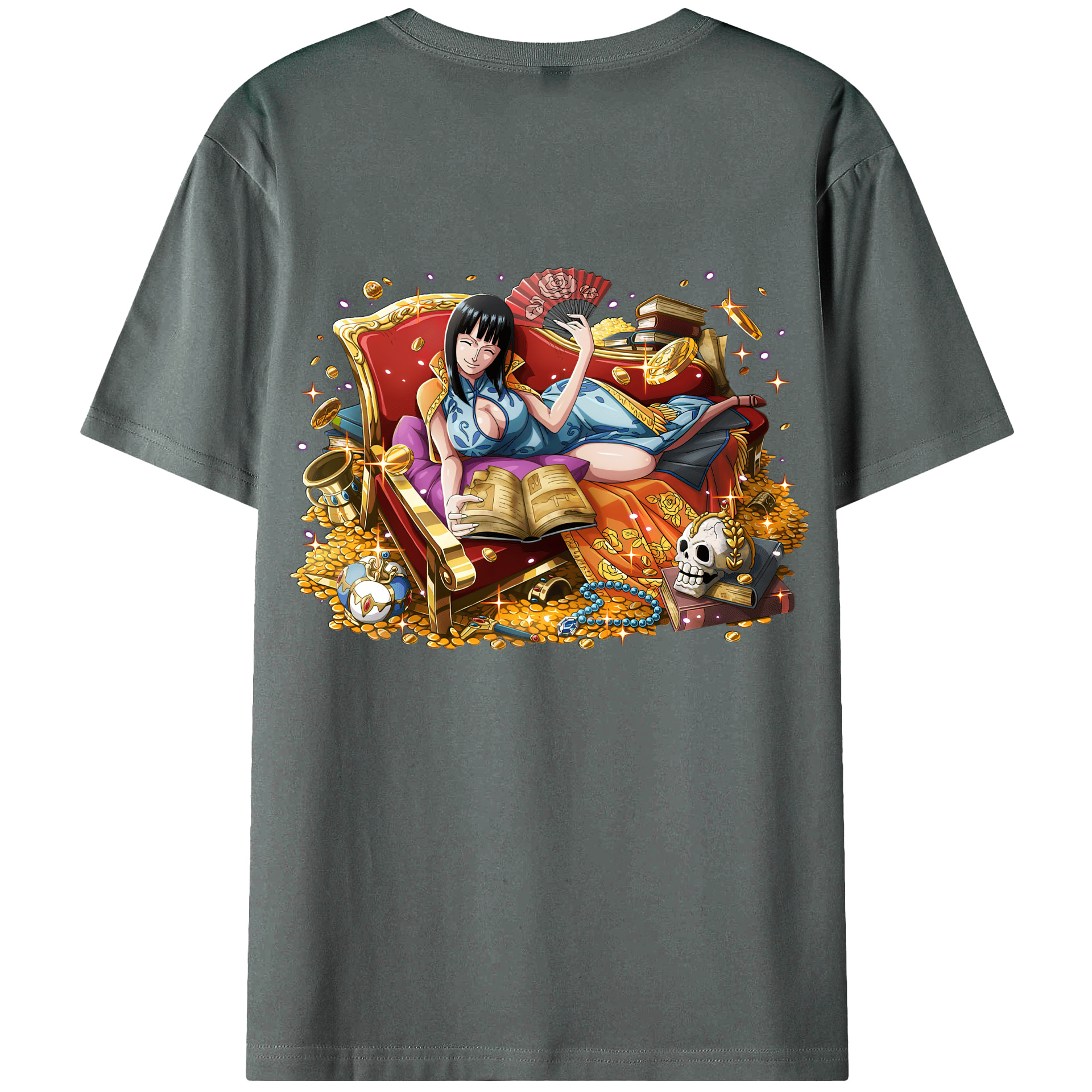 ワンピース ニコ・ロビン ONE PIECE Nico Robin 綿100％ メンズ半袖Tシャツ（バックプリント） 通気性